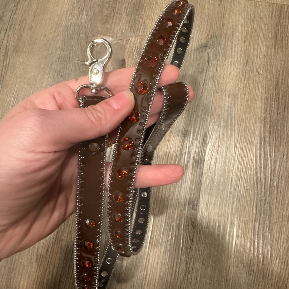 Brown Rhinestone Dog Leash - Picture 3 of 12